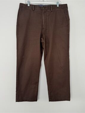 Johnston & Murphy Chino Pants Mens 36x30 Brown Pima Cotton Regular Trousers